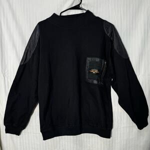 Blue Zone Men’s Pullover Sweatshirt Size Medium Vintage Leather Shoulder Patches